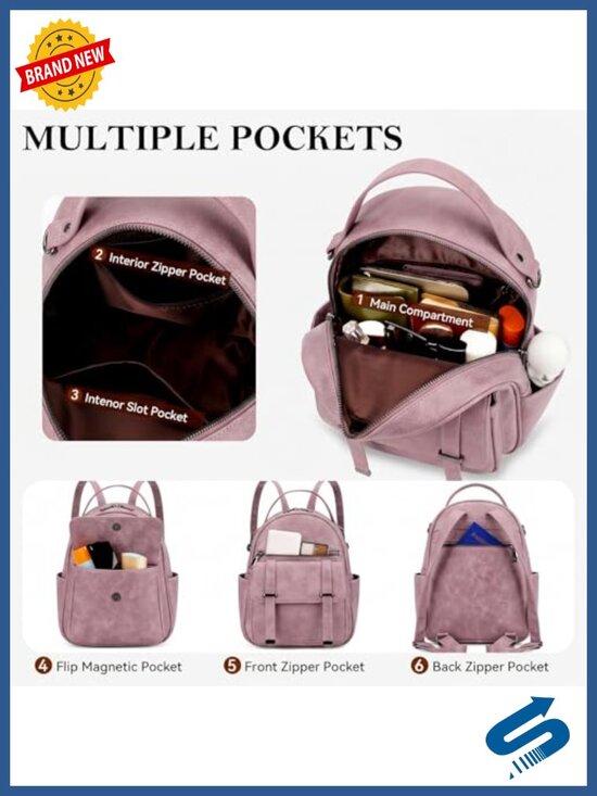Mini Backpack for Women, Fashion Vegan Leather Small Backpack Purse, main image 4
